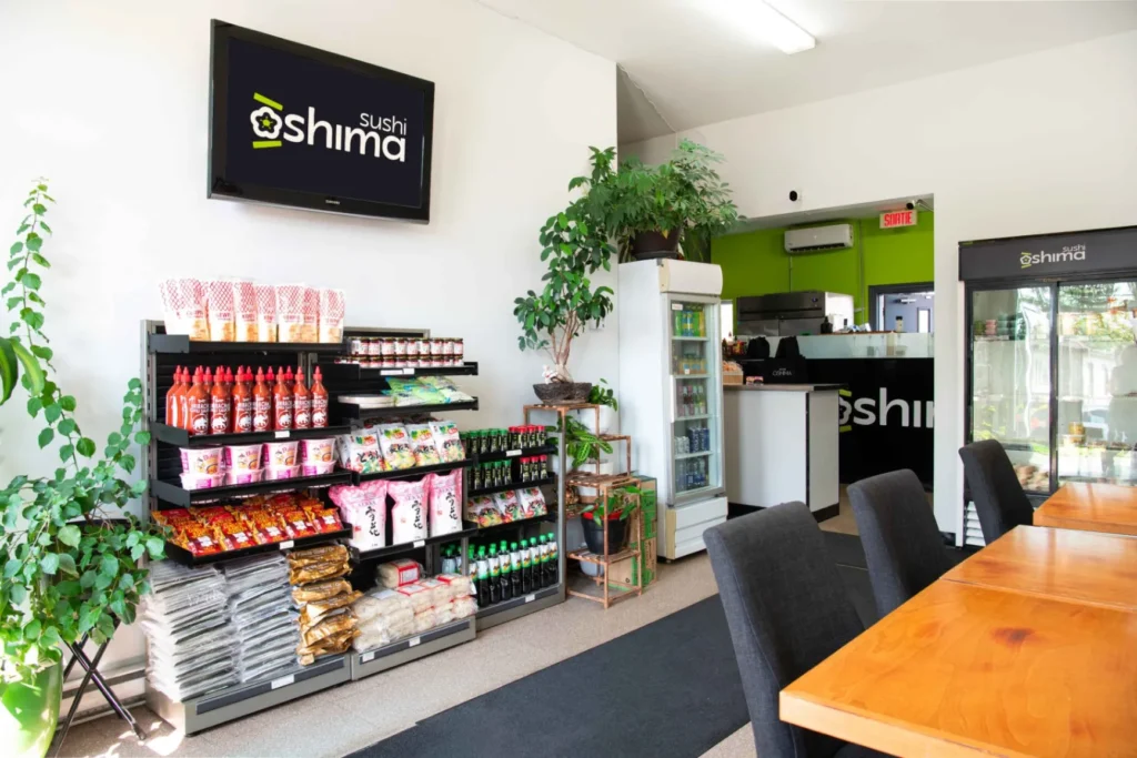 Comptoir du restaurant Sushi Oshima à Charlesbourg